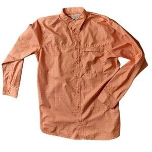 Cabelas Shirt LT Large Tall Orange Guidewear Vented Performance Plaid Fishing